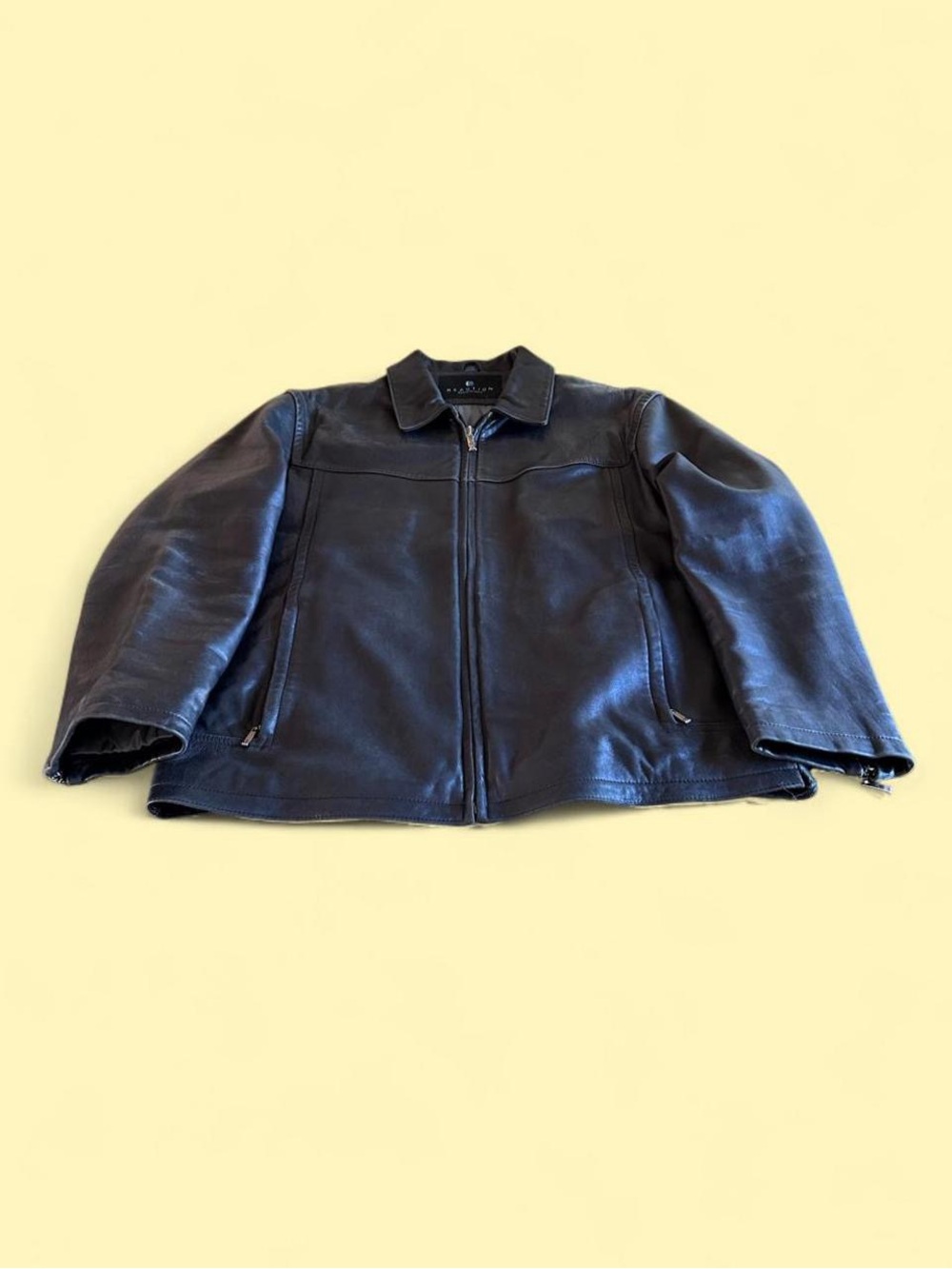 Vintage Reaction Kenneth Cole Leather Bomber Jacket Black Men’s Size L
